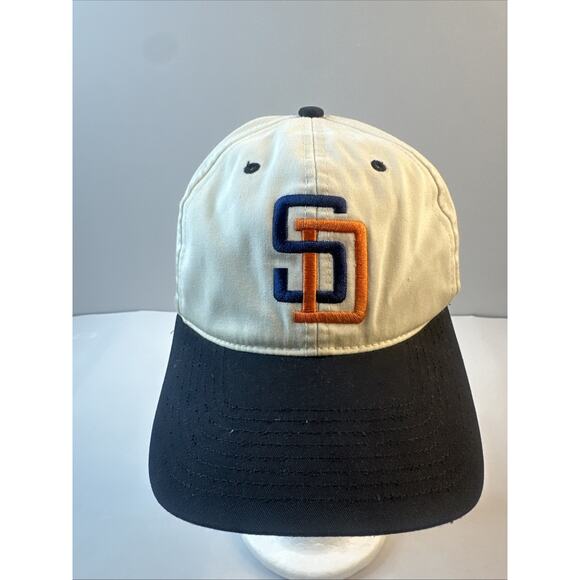Vintage San Diego Padres Snapback Hat Cap Navy Cream Crown 90s SD Logo - Picture 2 of 8